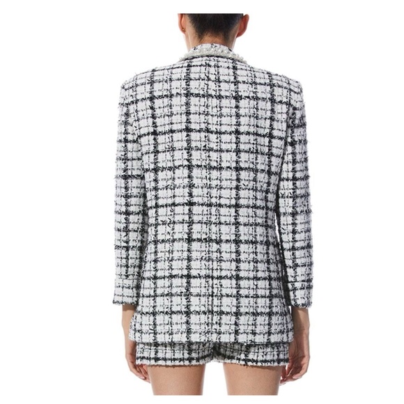 $895 Alice + Olivia's Justin double-breasted tweed and embellishments blazer - Picture 4 of 5